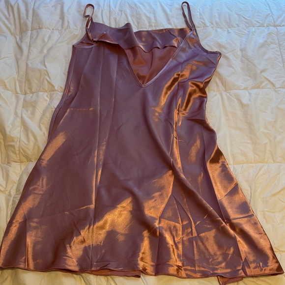 Satin Pink Slip Dress - Picture 2 of 4